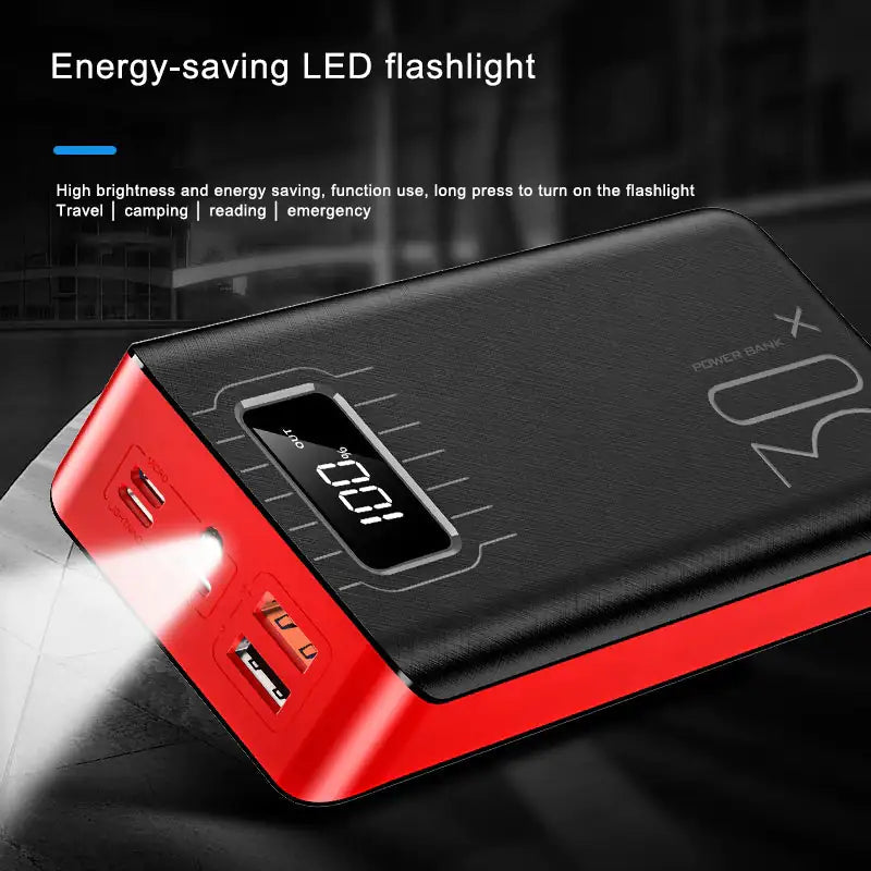 20000mAh External Battery Power Bank Dual USB with LED Flashlight