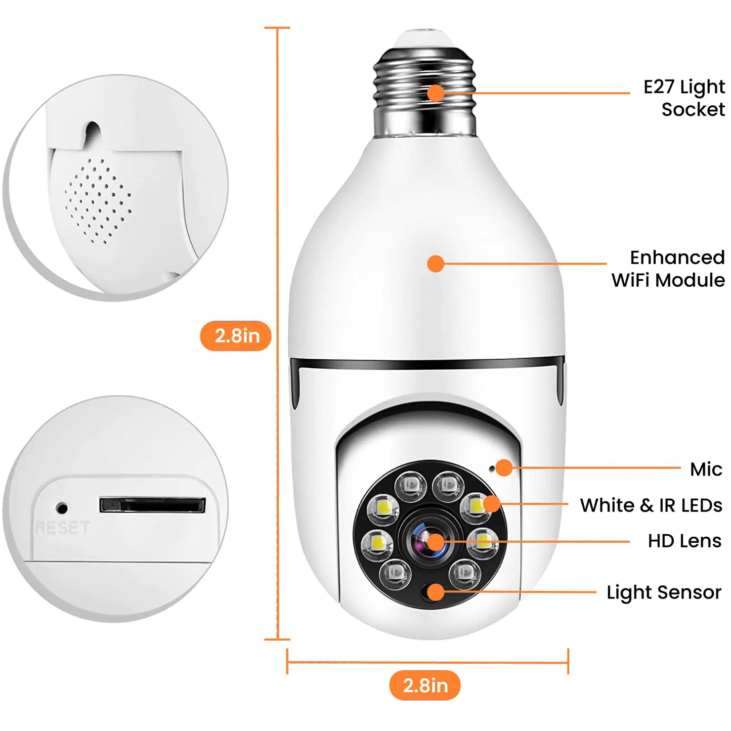 1080P Light Bulb Spy Camera - Wireless Surveillance with Motion Detection & Night Vision