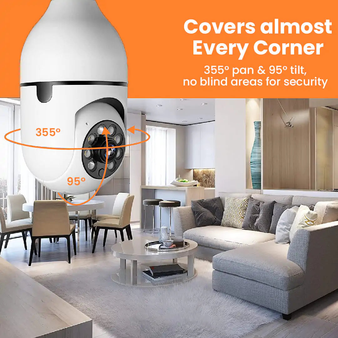 1080P Light Bulb Spy Camera - Wireless Surveillance with Motion Detection & Night Vision